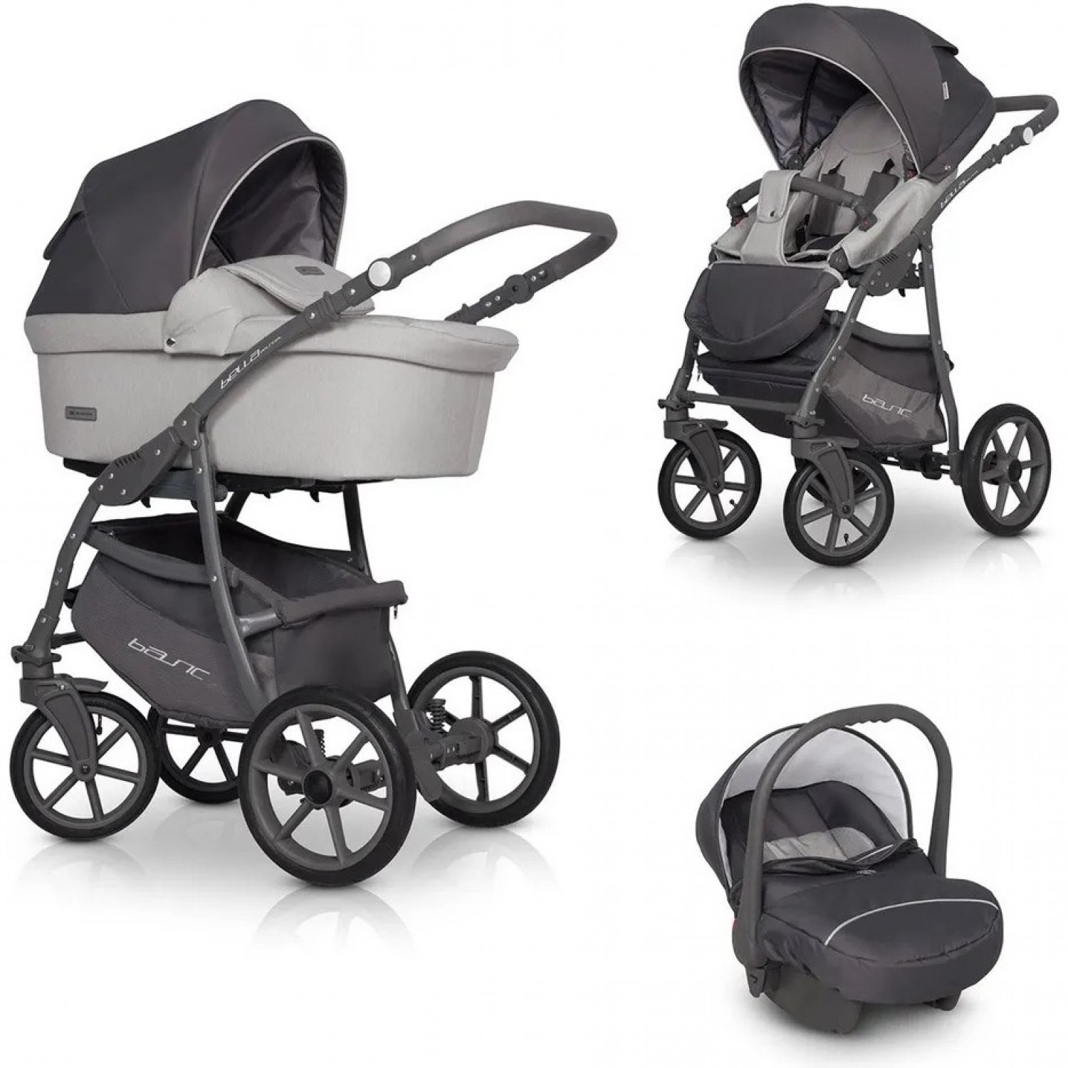 Коляска 3 в 1 RIKO BASIC BELLA PASTEL 01 серый 5901583378768. Купить ...